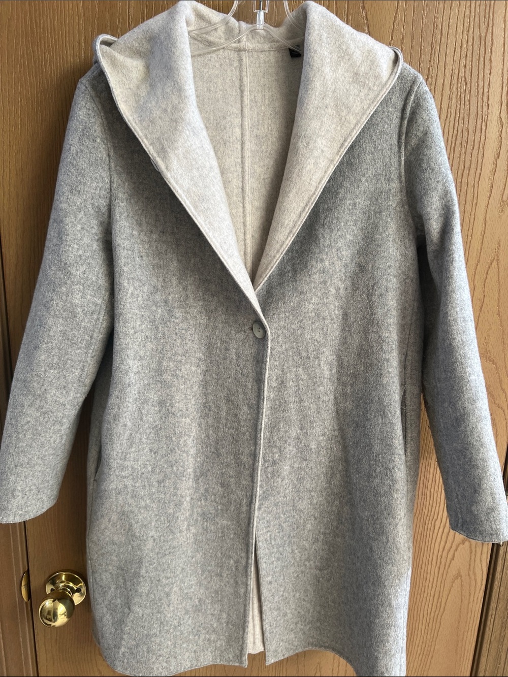 Uniqlo double-faced wool blend hooded coat, Size XS